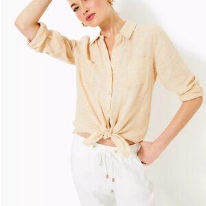 Lilly Pulitzer Sea View Button Down - Sand Bar x Resort White
